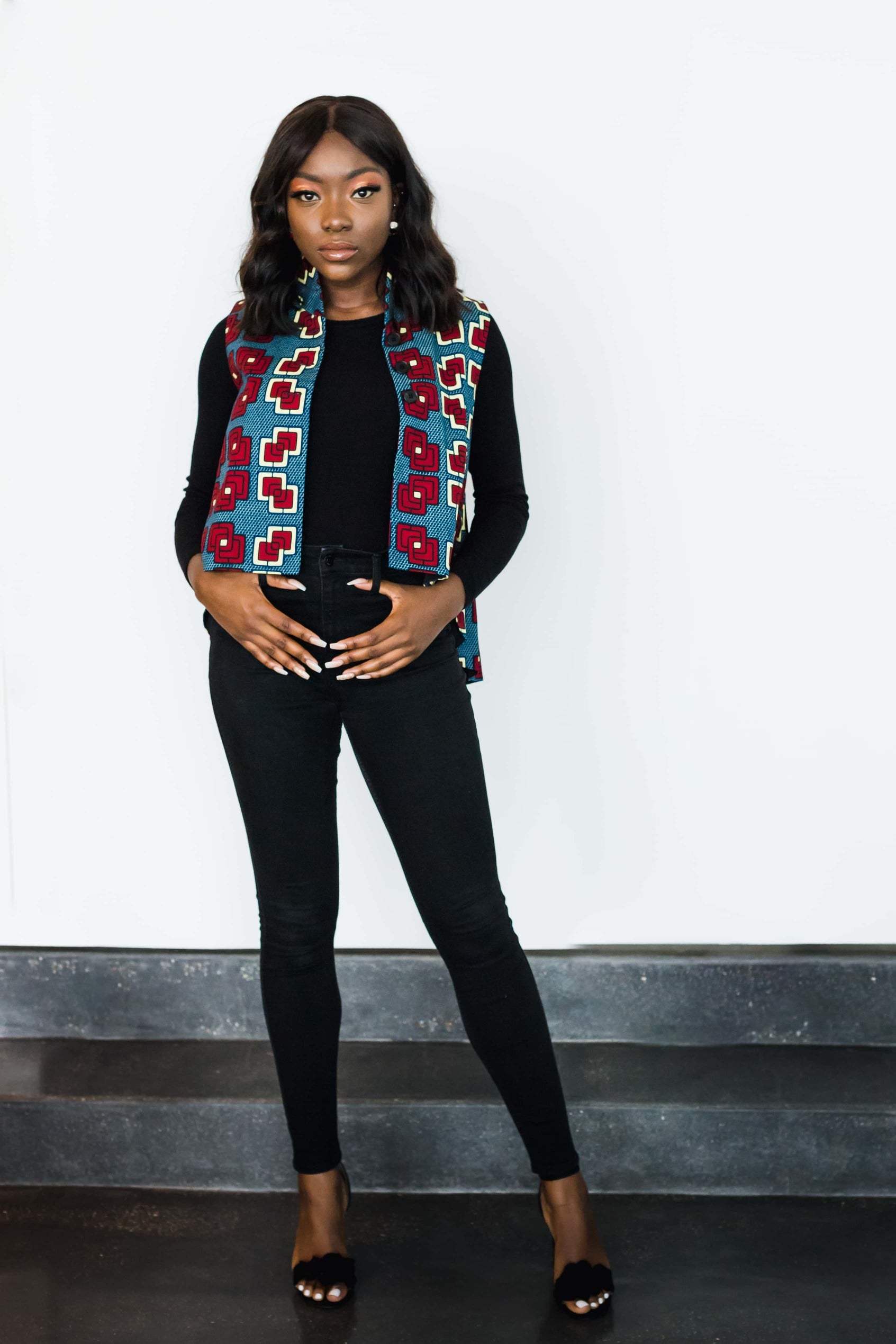 Àșàbí Pleated Tail Jacket - Navy Blue/Red – OYÈ