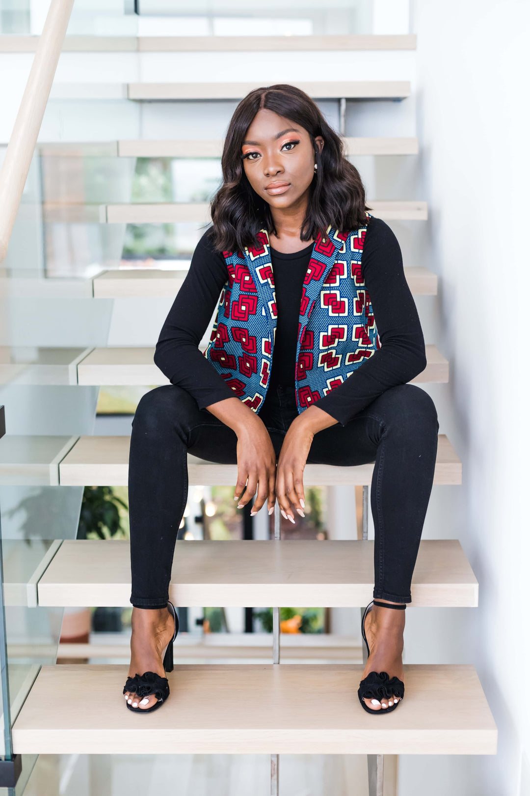 Àșàbí Pleated Tail Jacket - Navy Blue/Red – OYÈ